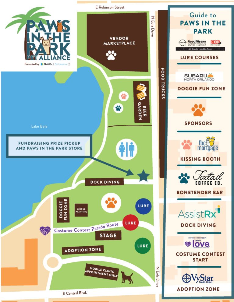 Paws in the Park Map 2024 Pet Alliance of Greater Orlando